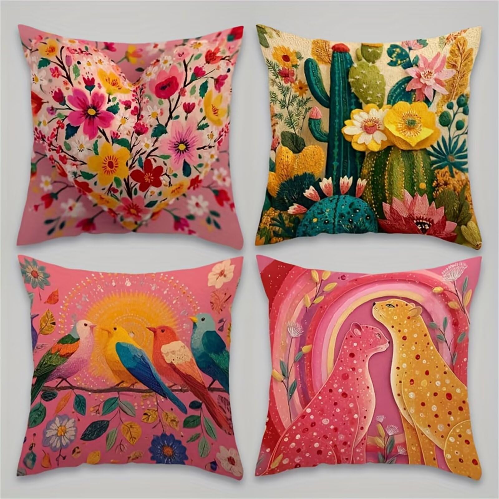 Taie d'oreiller lin décoratif et housse de coussin 40x40 moderne rose