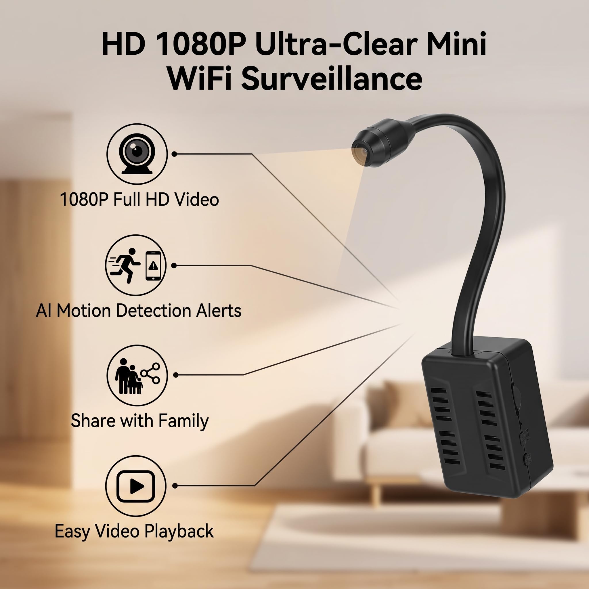 SEAFRONT 1080P kamera WIFI regulowana soczewka wężowa HD bezpieczeństwo inteligentna kamera wykrywanie ruchu 10 m odległość nocna do zdjęć wideo wewnątrz i na zewnątrz kamera do monitoringu