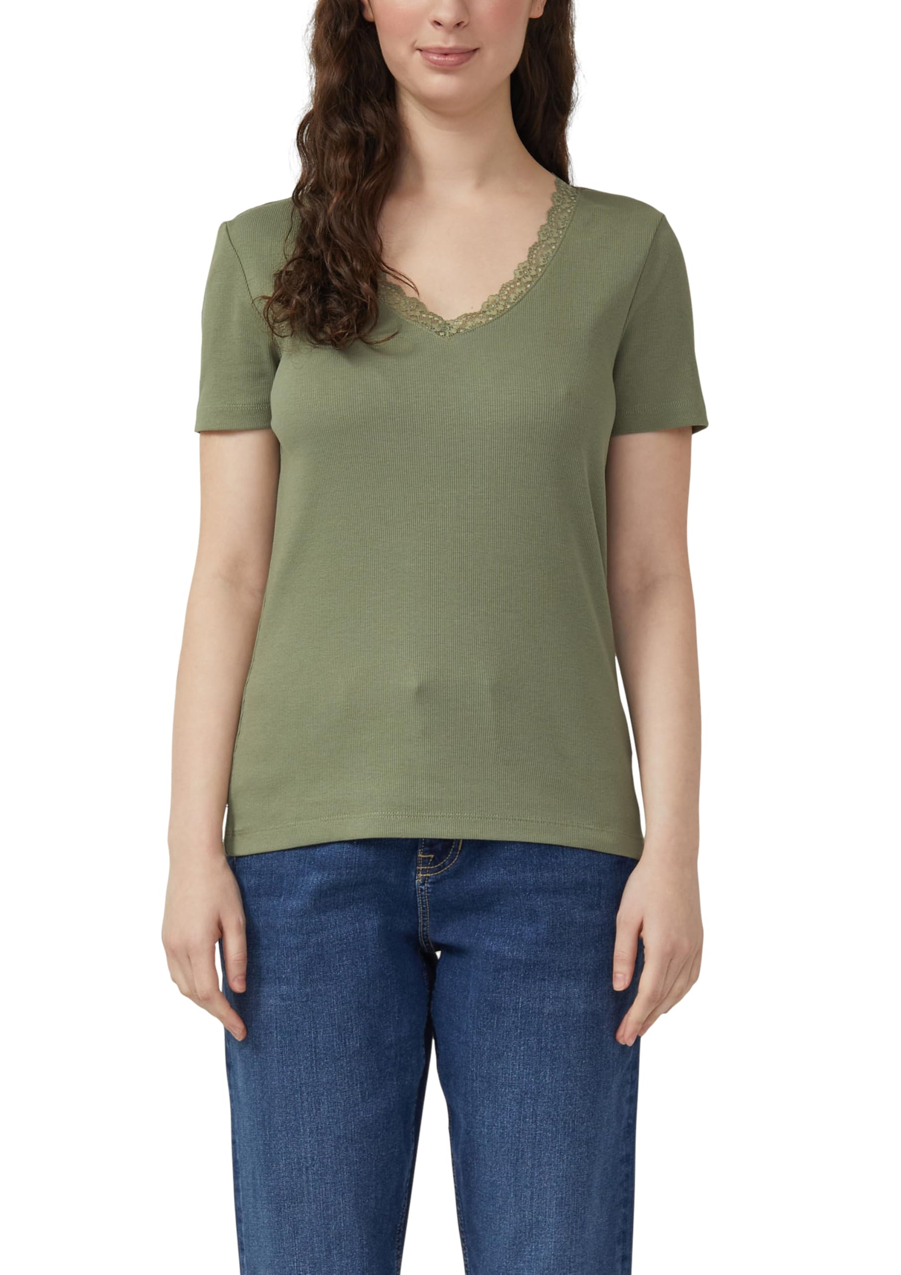 s.Oliver RIPP-T-Shirt mit Spitze am Ausschnitt