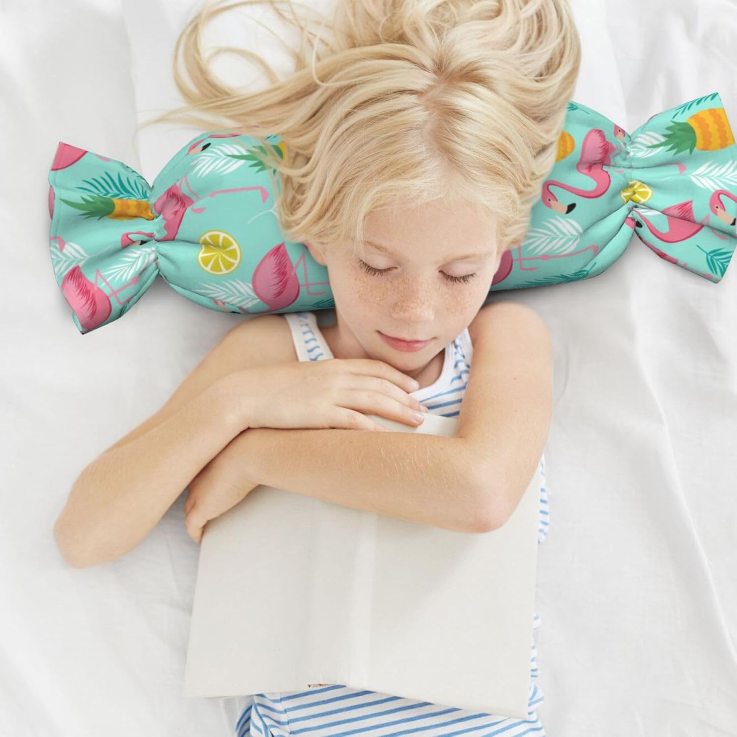 フラミンゴプリント キャンディ 円筒形 実用的な枕 万能 快適 寝室 リビングルーム 旅行