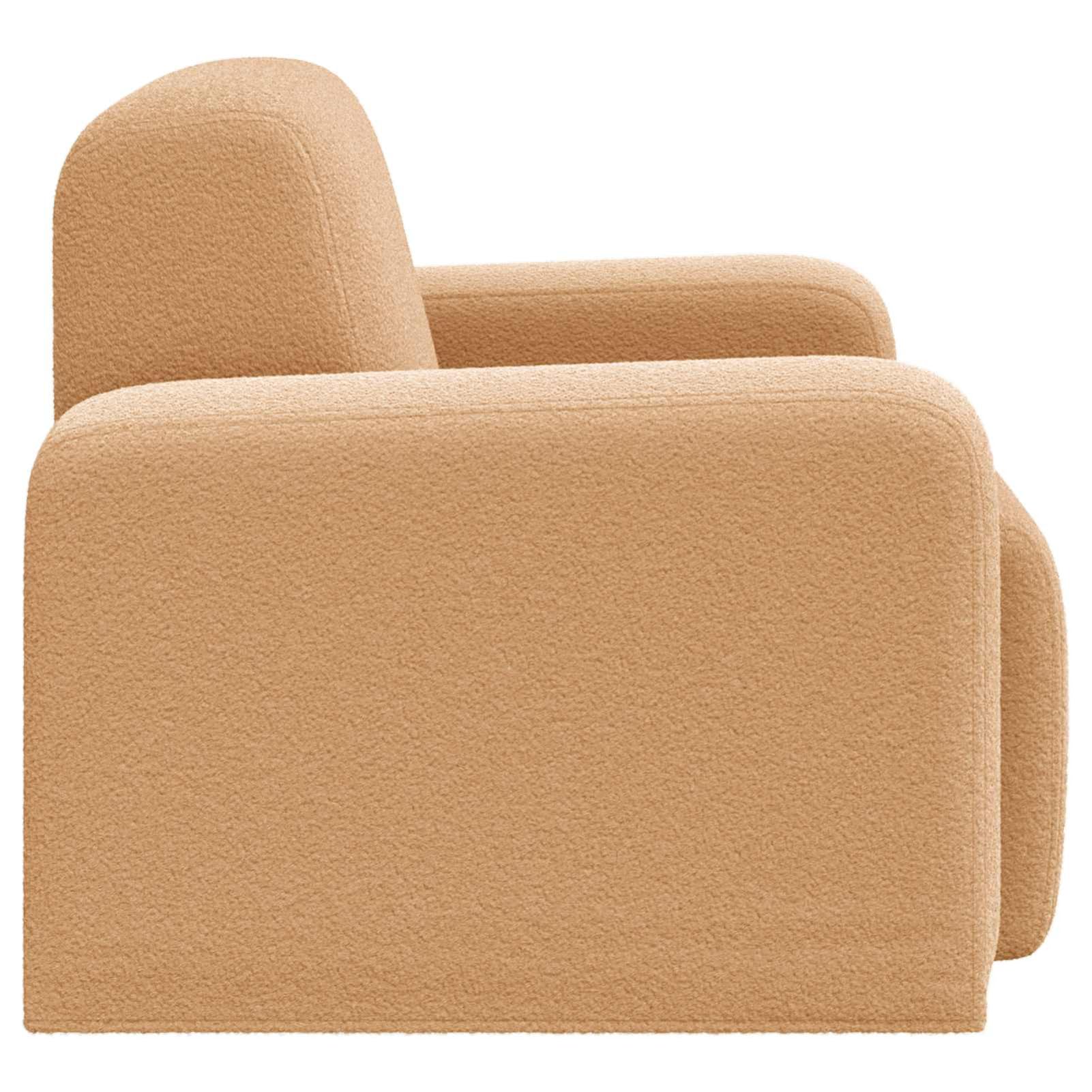 Homgoday Sessel Beige Bouclé, Moderner Bouclé Sessel mit Sperrholzrahmen, Schaumstoffpolsterung, Breite Armlehnen, Wohnzimmer Schlafzimmer, 88x90x77 cm, 110 kg Belastbar 42042453