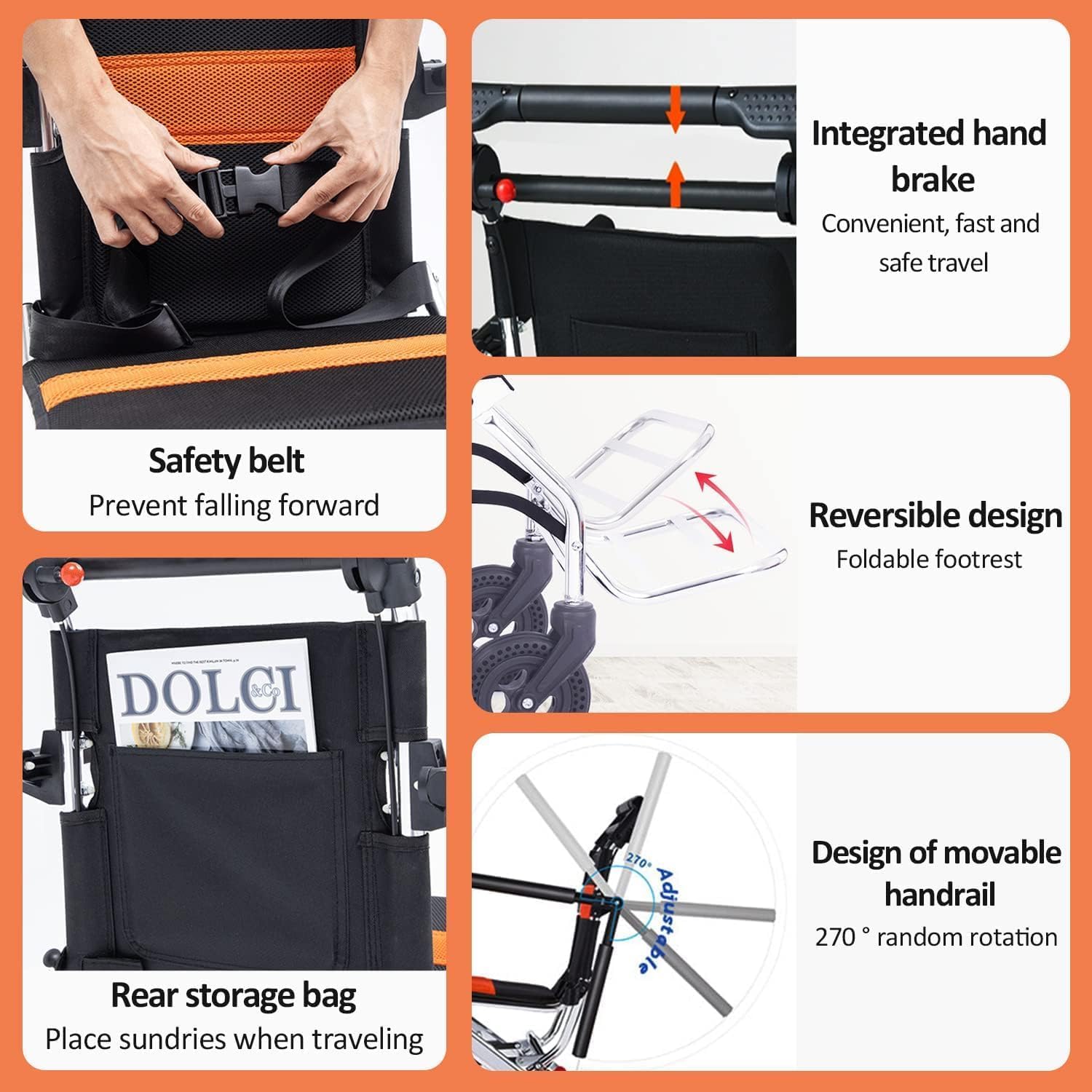 silla de ruedas Silla de ruedas de transporte portátil, silla de ruedas plegable para viaje con freno de mano, silla de ruedas manual ultraligera, scooter silla ruedas