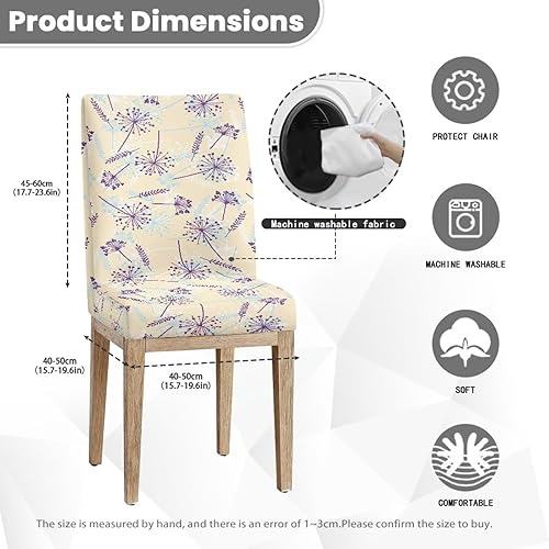Miniatura 7 de HUGS IDEA Purple Dandelion Seat Covers for Dining Room Chairs Set of 6 Stretch Jacquard Chair Slipcovers Protector Washable Kitchen Dining Chair