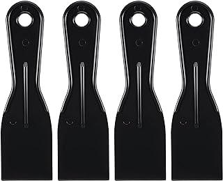 uxcell Putty Scraper 2" ABS Plastic Spatula Drywall Patch Repair Spreader Wall Covering Smoother Black 4Pcs