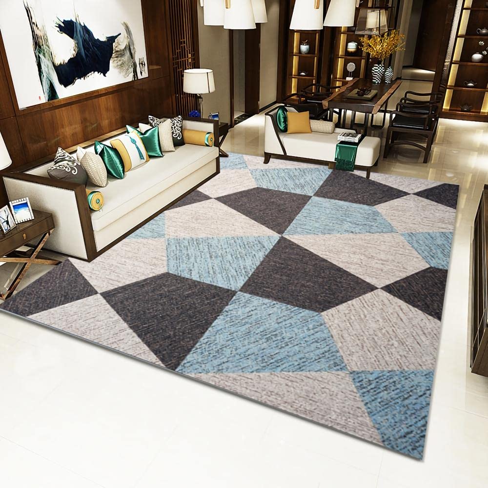 Tapis Pas Chere Grand Tapis Pas Cher Motif Circulaire Bleu Maison Moderne Design Géométrique Simple Cristal Velours Antidérapant Lavable En MachineTapis Chambre Adulte 100X160cm