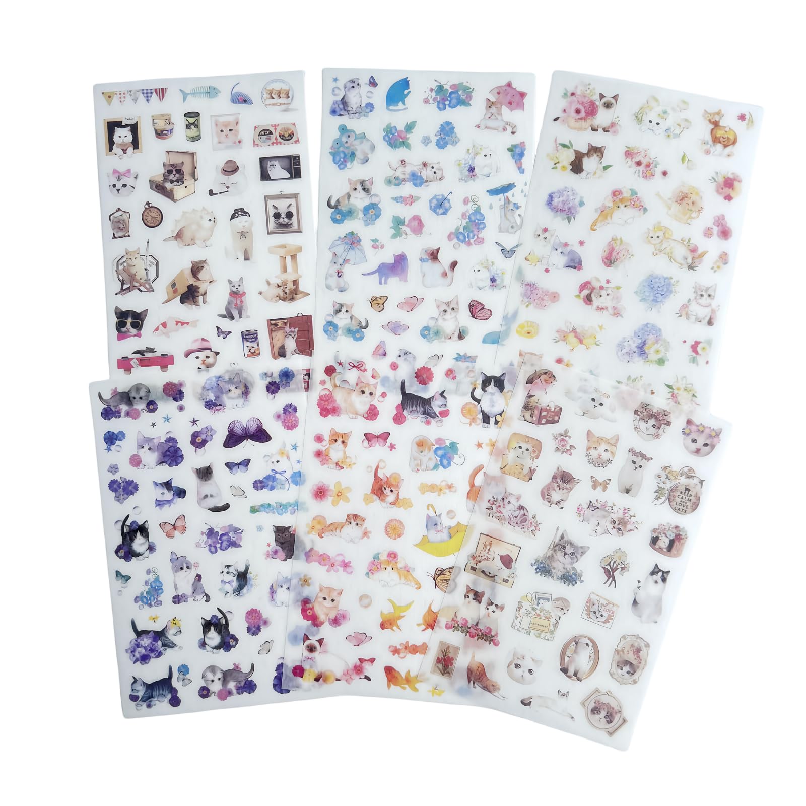 シール 12枚入 シール帳 手帳 アニマル 動物 猫 花 フラワー 葉 少女 美食 スイーツ 星空 ファッション レトロ 羽根 可愛い (猫ちゃん)