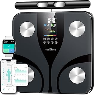 Posture Scale for Body Weight with 8 electrodes, Smart Digital Bathroom Scale for Weight, Body Fat, Muscle Mass 28 Body Composition Metrics, with Larger Platform and Colorful LCD Display,400lbs