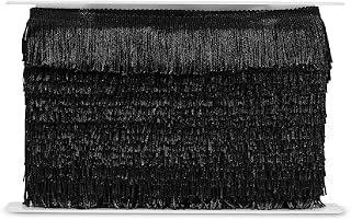 Trims by The Yard 2" Chainette Fringe Trim, Polyester-Made Decorative Fringe Trim, for Costumes, Uniforms, Home Decor, and Party Decorations, Washable Fringes, 5-Yard Cut | Black