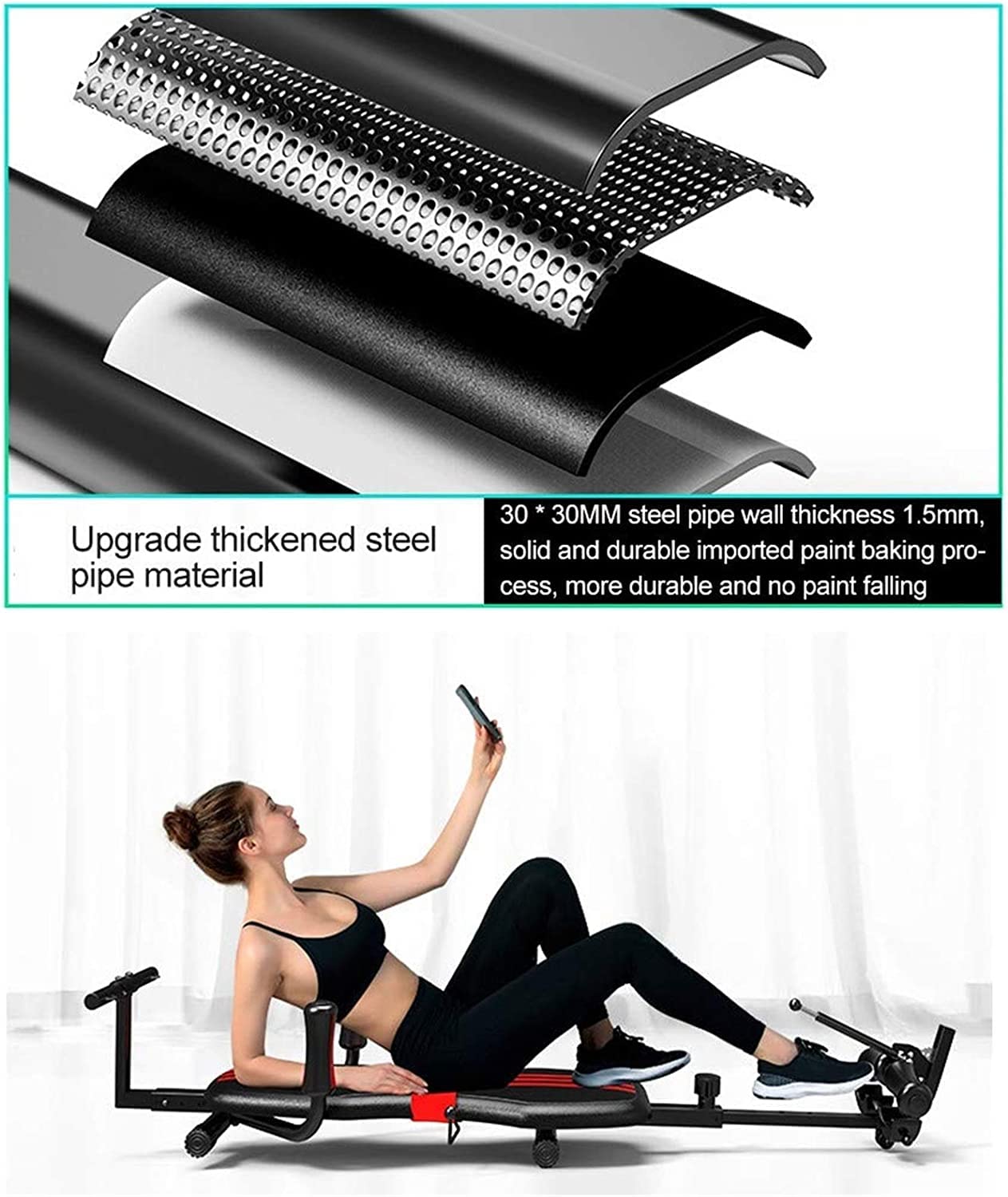 CCOMPO Back Stretch Bench with Cervical Traction - Stretch Machine Workout Inversion Table Back Stretch Bench Spine Traction Lumbar Cervical Massage Stretching Body Relax
