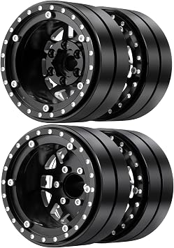 RCHUBAM 1.9" Dually Beadlock Wheel Rims for SCX10 TRX-4 TRX6 G63 6-Wheel | 2PC Aluminum Wheel Hubs,1/10 RC Hauler Crawler Truck Car Upgrade Part