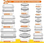 52 PCS Conteneurs de stockage de denrées alimentaires avec lids étanches à l'air (26 Lys & 26 Conteneurs)-Plastique étanche à la fuite Conteneur de préparation de repas pour l'organisation de rangement de cuisine Micro-ondes / lave-vaisselle Coffre-fort avec étiquettes & Stylo (26 Pcs)