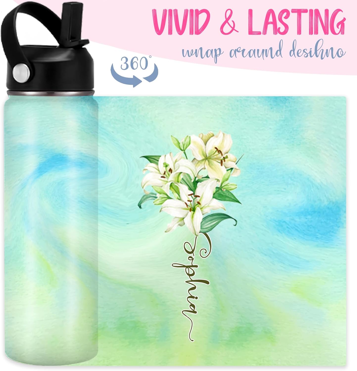 Custom Water Bottle Personalized Birth Flower Cups for Men Women Customized Name Water Bottles Customizable Month Gifts 12 16 18 oz - Image 6