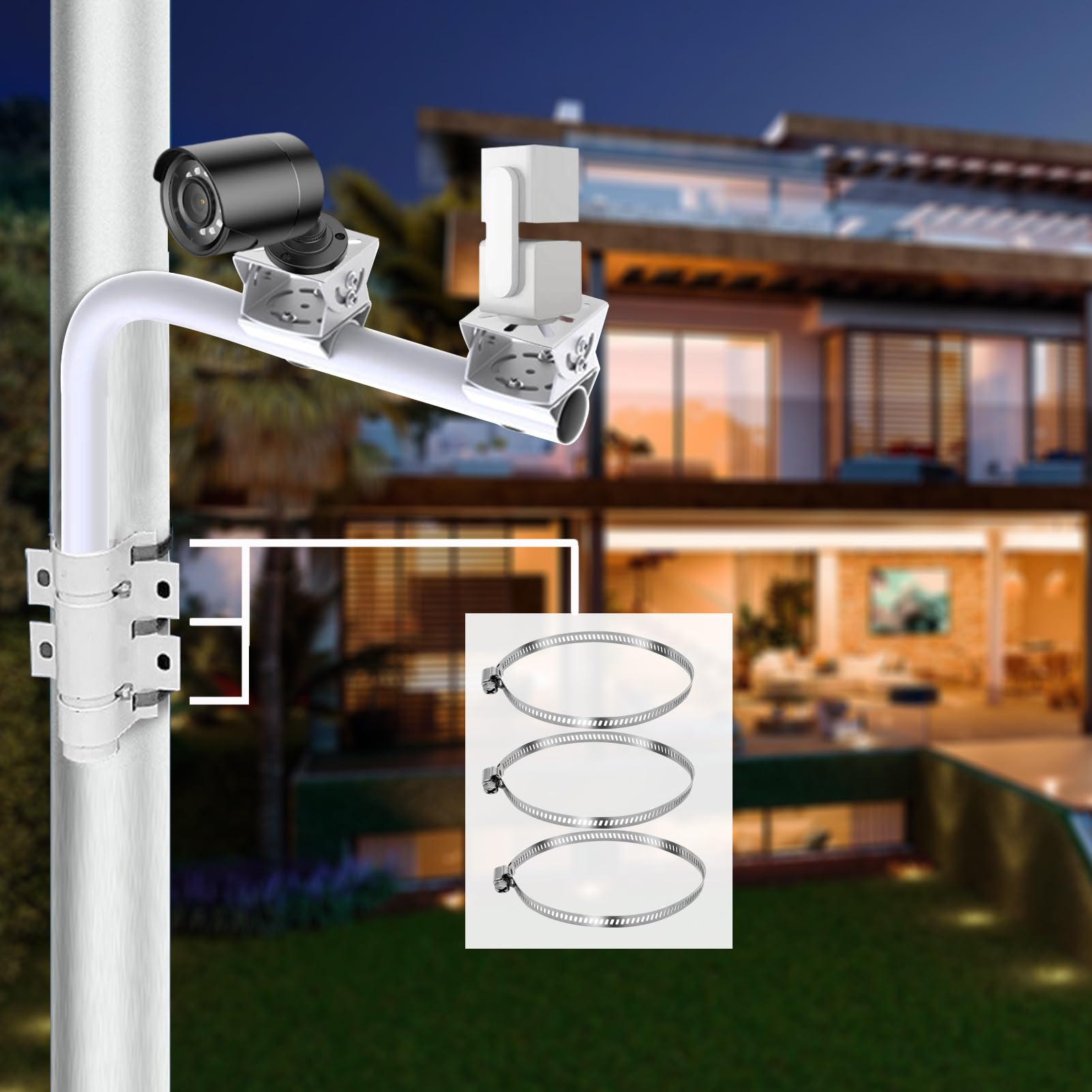WiTi Heavy Duty Dual Mount 40CM Arm Bracket per telecamere, lungo palo con 2 supporti per sistema di videosorveglianza CCTV, soluzione per progetti e casa per interni ed esterni