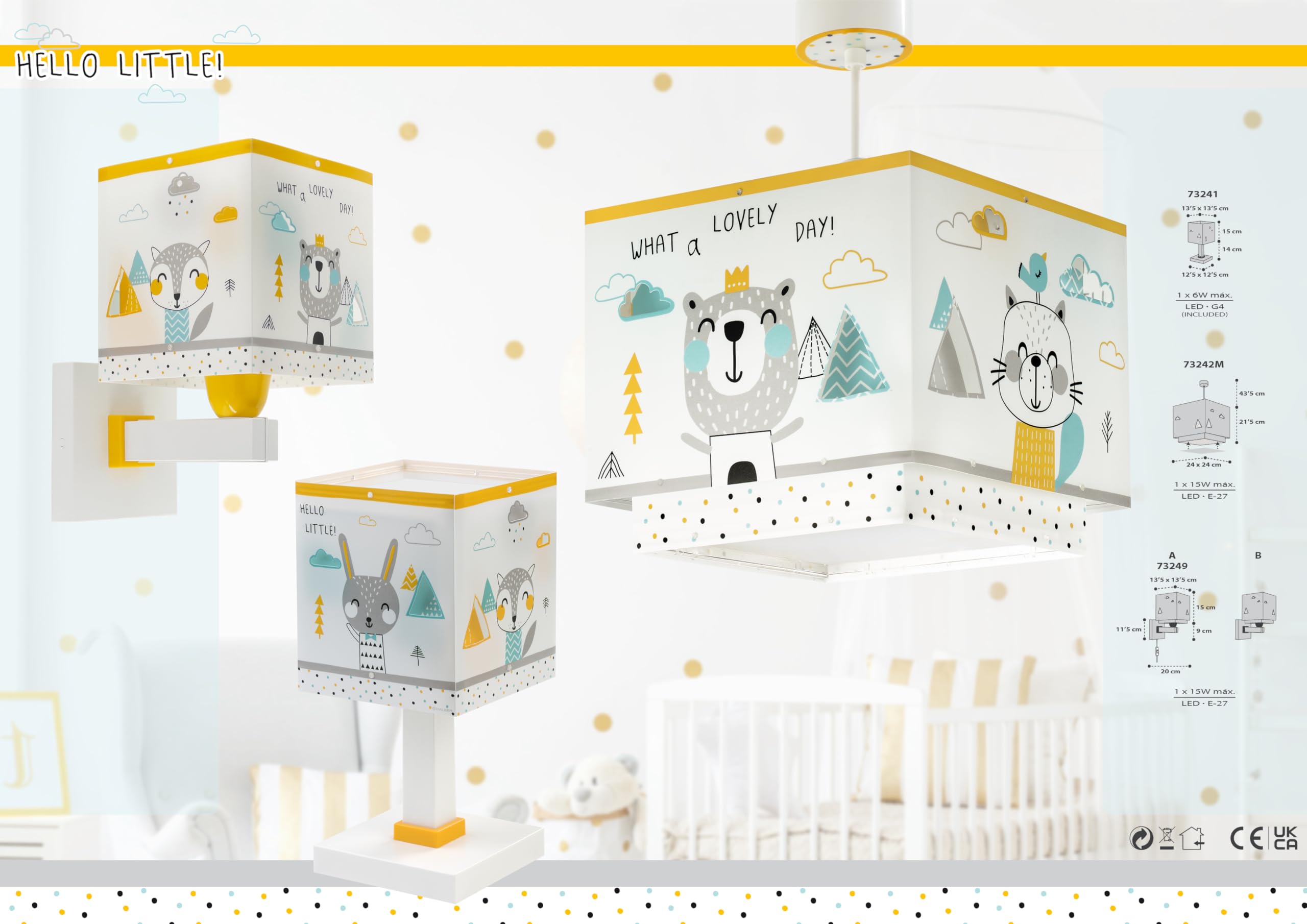 Dalber Lámpara Infantil de Mesilla Hello Little Animales 73241 E14 | Escritorio; multicolor; Habitación niños;