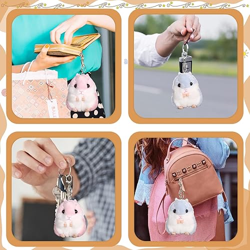 Miniatura 4 de RAYNAG Juego de 2 llaveros de peluche de hámster con diseño de animales de peluche, colgante de bolso