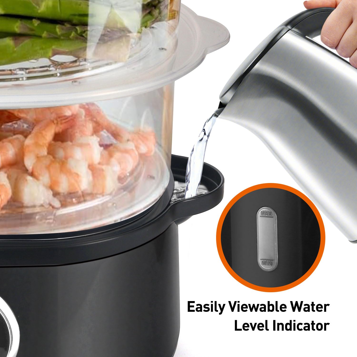 Steamer elettrico a 3 livelli, vaporizzatore per verdure da 12 l, 3 ciotole rimovibili e coperchio, timer da 60 minuti, spegnimento automatico, senza BPA
