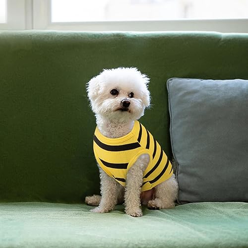 Miniatura 6 de Queenmore Camisa de algodón para perro, camiseta a rayas, ropa de manga larga para cachorros para perros pequeños, medianos y gatos, trajes para