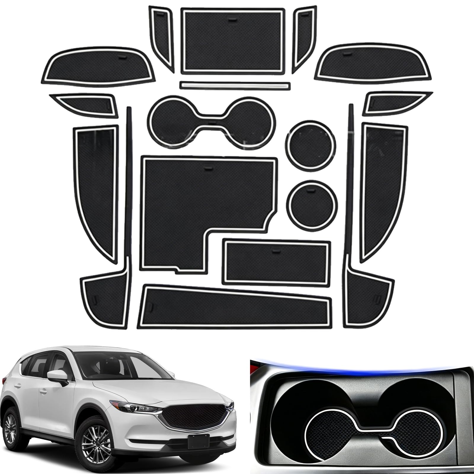 Alfombrillas de coche para Mazda CX-5 2017-2020 con protectores de portavasos y consola