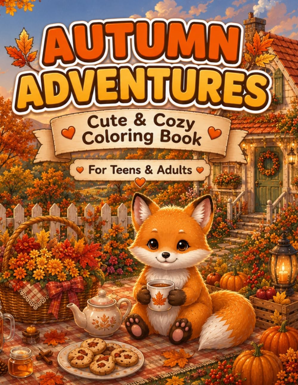 Cozy Little Fox Autumn Adventures: A Cozy Fall Coloring Book for Adults & Teens Featuring Cute Woodland Scenes, Pumpkins, Forest Cottages, Harvest ... Adventures (Cozy Little Fox Adventures)