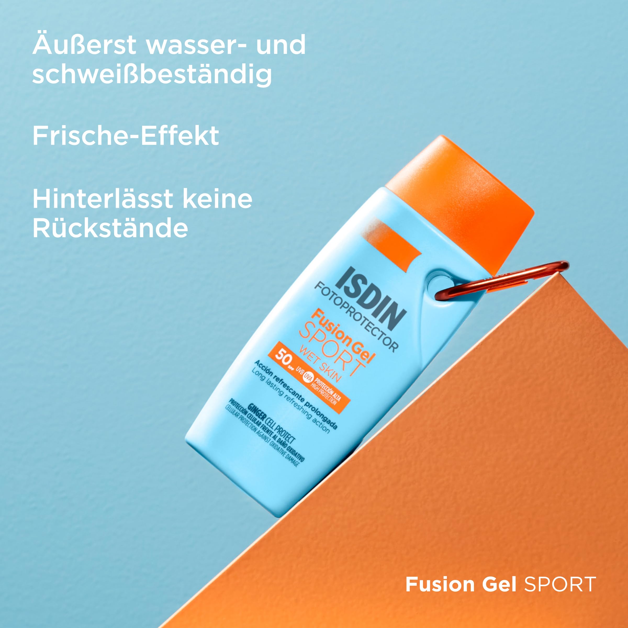 ISDIN Fotoprotector Fusion Gel Sport LSF 50+ - Transparentes Sonnengel für Sportler - Schweißresistent, Wasserfest & Kühlend - Zieht sofort ein, Nicht fettend, 100ml