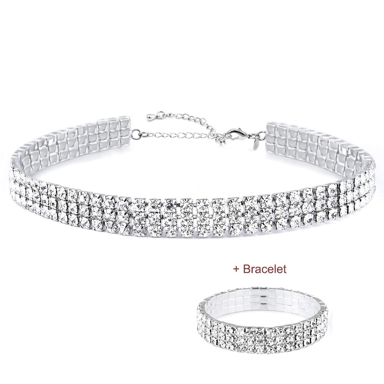 16K Gold Plated 1-6 Rows Rhinestone 