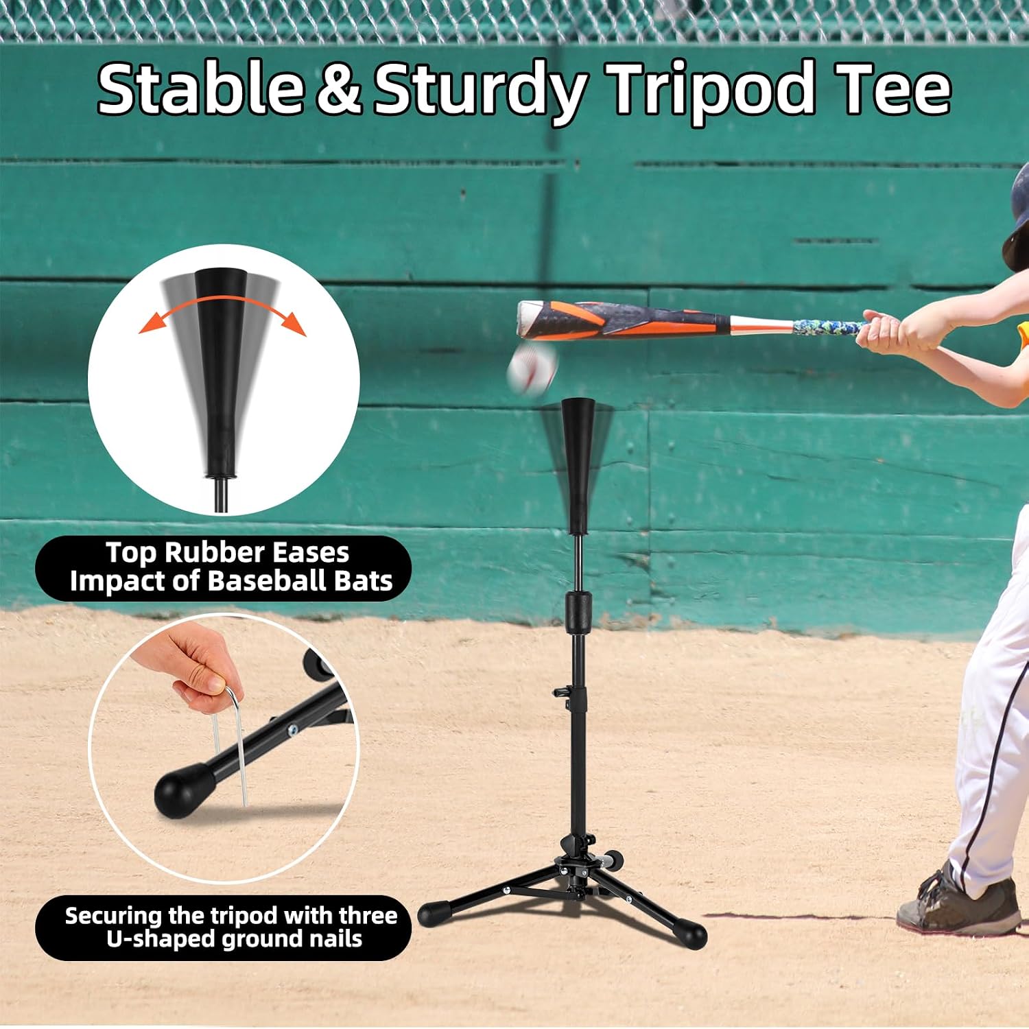 23.5 to 39.76 Inches Baseball Tee for Kids, Batting Tees for Baseball with Carry Bag, Portable Stable Tanner Tee, Baseball Training Equipment Aged 5-12, Softball Tee for Batting and Hitting image 4