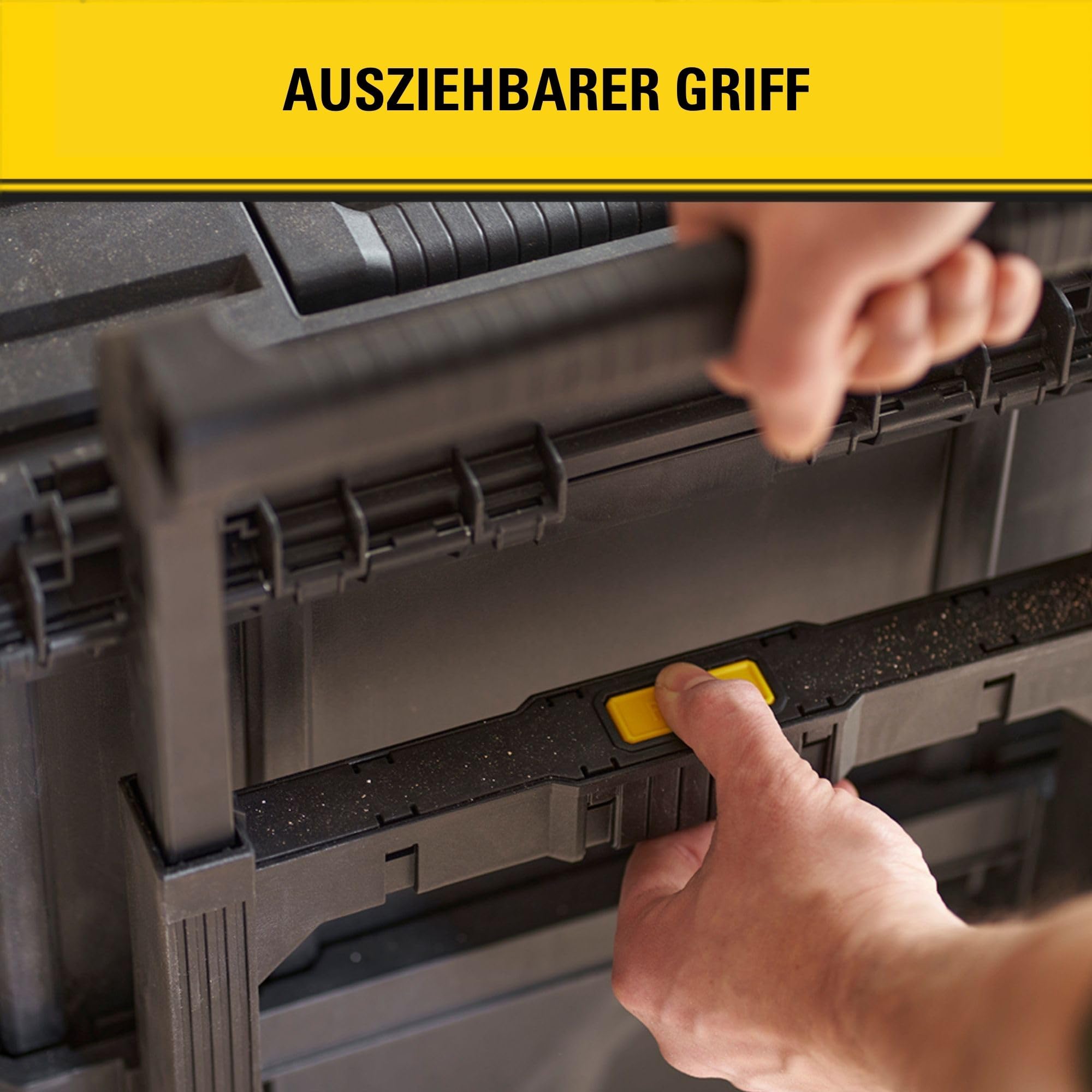 STANLEY Modulare rollende Aufbewahrungs-Werkzeugkiste, STST83319-1 | 3-in-1 tragbare Werkstatt, Schwerlast-Räder, Teleskopstiel, 45 kg Tragfähigkeit, 80 L Volumen