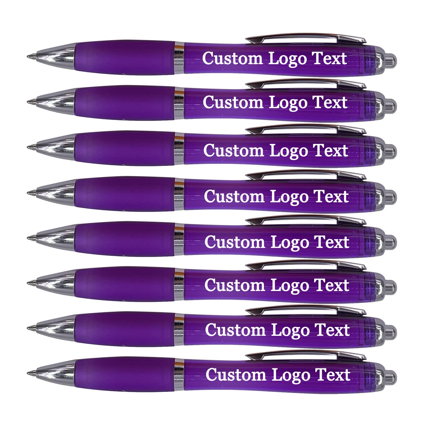 HEYZARDA Personalized Pens with Name Custom Text Logo Retractable Customized Ballpoint Pens for Church Office Business 50 Pcs, Purple