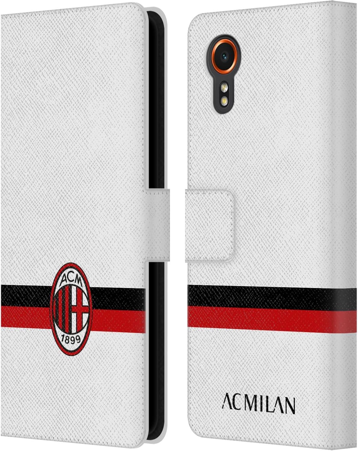 Head Case Designs Officially Licensed AC Milan White Crest Leather Wallet Case Compatible with Samsung Galaxy Xcover7 5G