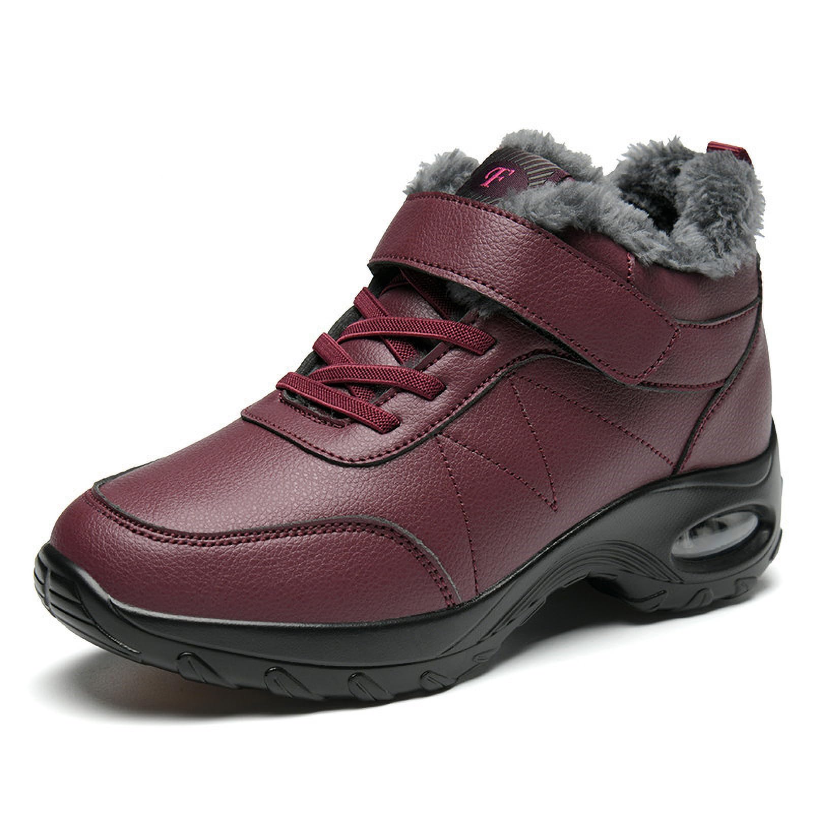 Winter Waterproof Snow Boots for Women Warm Fur Lined Comfort Arch Support Hook Loop Anti-Slip Platform Air Cushion