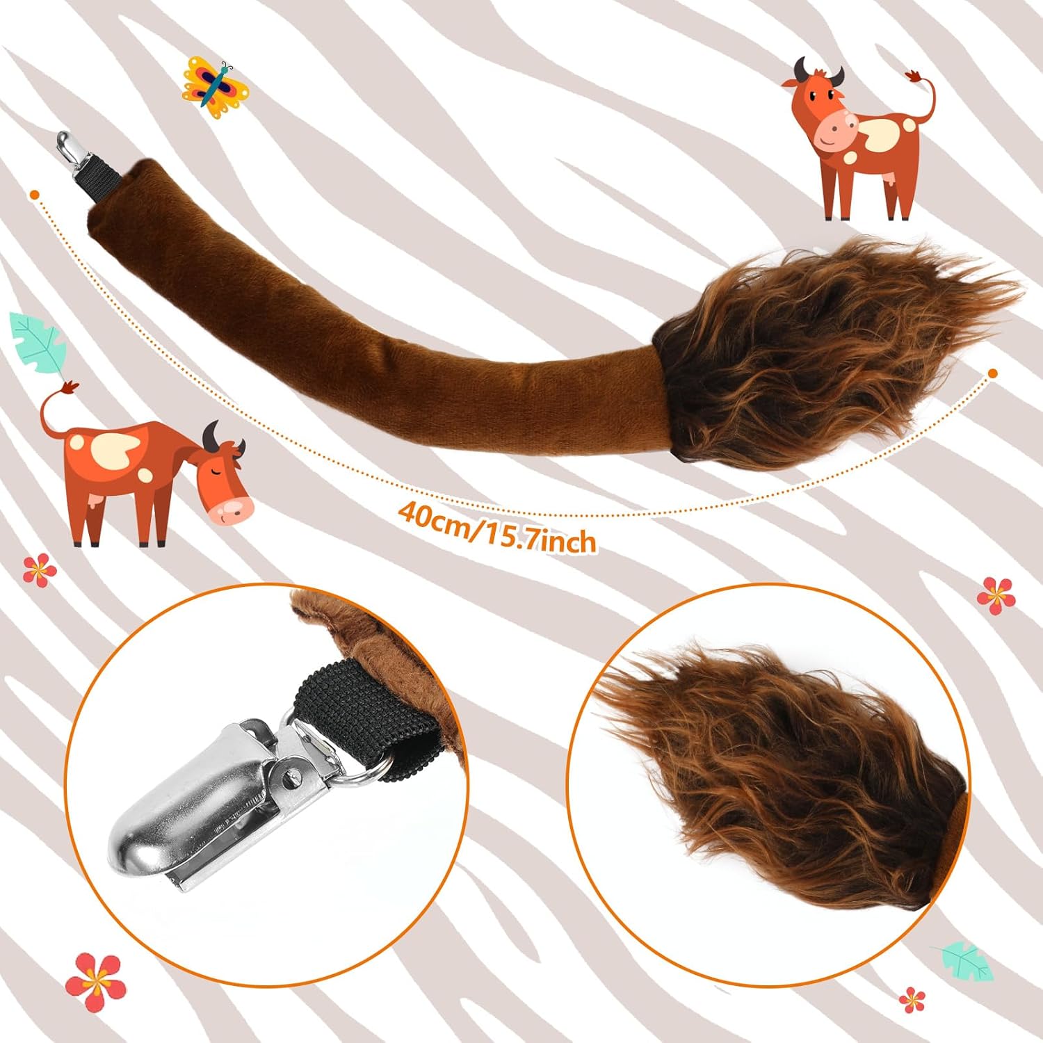 XEPST Bull Costume Set, Bull Horns Cow Ears and Tail Set with Ox Horns Headband and Bull Tail for Animal Costume Cosplay Halloween Costume Birthday Party Accessories Fancy Dress Party Supplies - Image 6