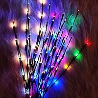 Vista 5 de Luz LED de rama que funciona con pilas, ramas iluminadas, jarrón, ramita de sauce iluminada, 30 pulgadas, 20 LED para decoración de Navidad, hogar