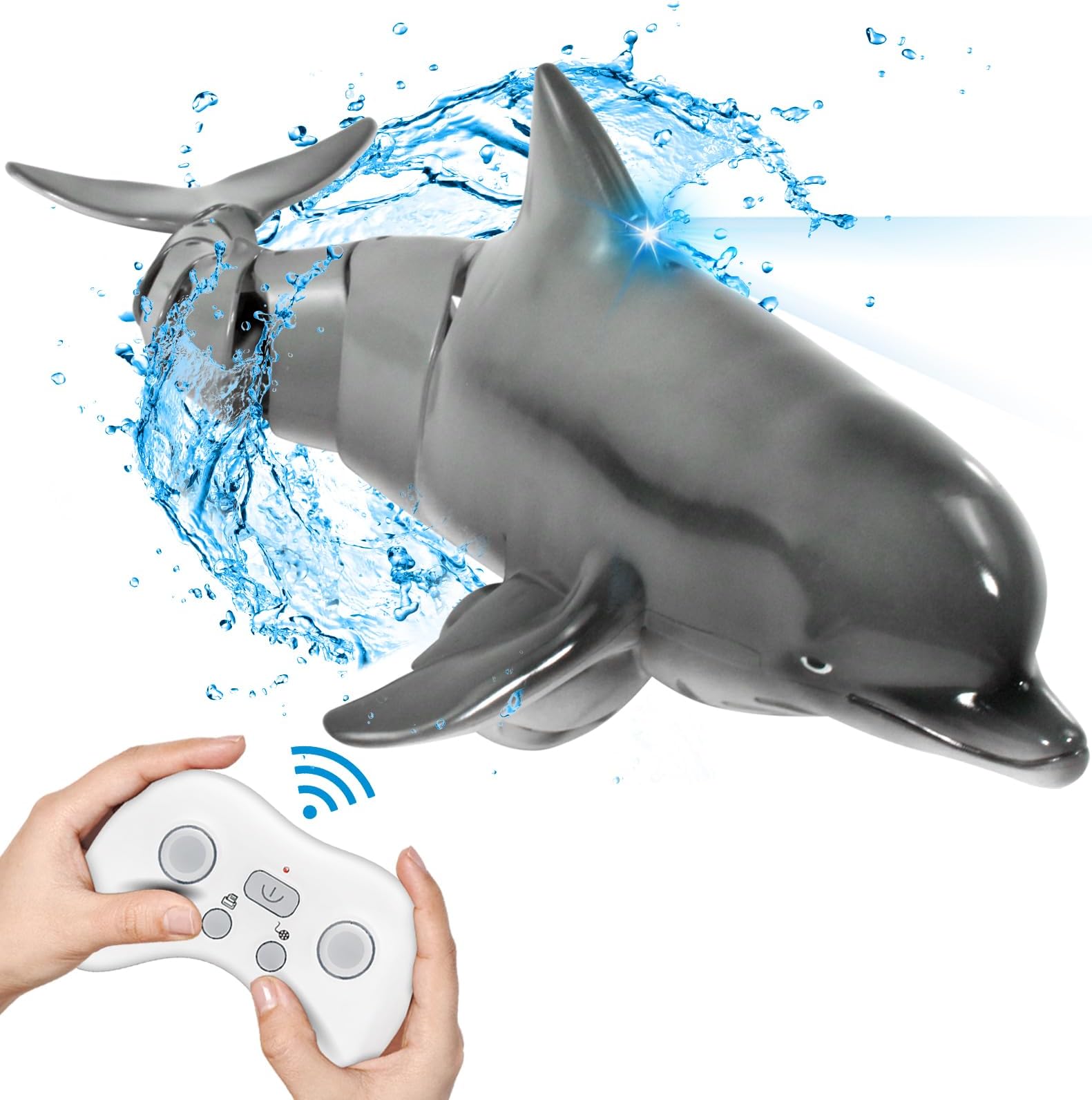 Remote Control Dolphin Shark Water Pool Toys for 8-12 Years Old Kids 2.4G High Simulation Marine Dolphin with Light Swimming Bathroom Toys for Boys and Girls 6 Years Old and Up