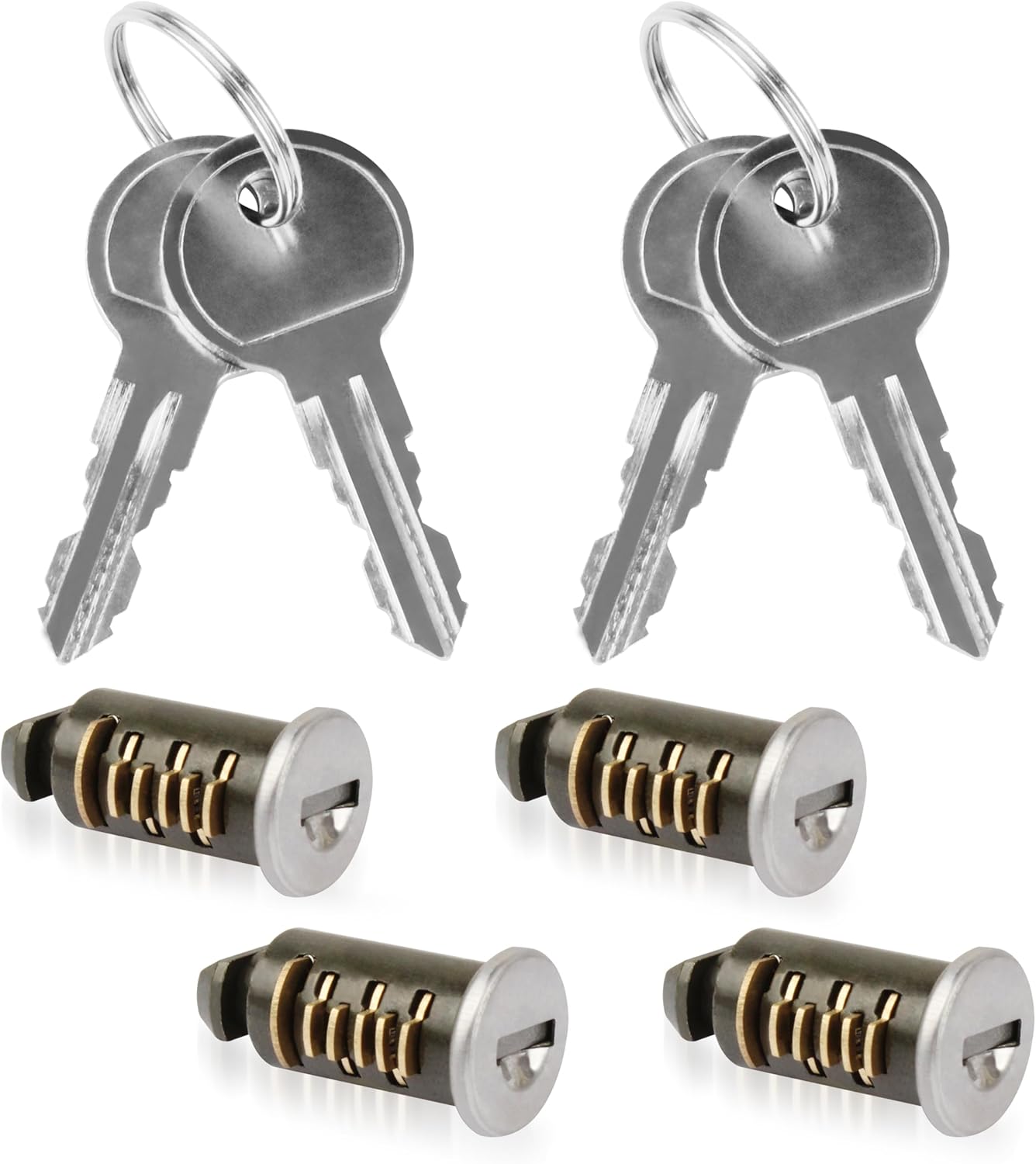 4 Pack One-Key System Cylinders Lock Cores fits Thule SKS Rack Core, for Luggage Lock, Bike Lock, Thule Roof Rack Rooftop Cargo Carrier, Cross Bars (1 Set with 4 Lock Cores and 2 Matching Keys)