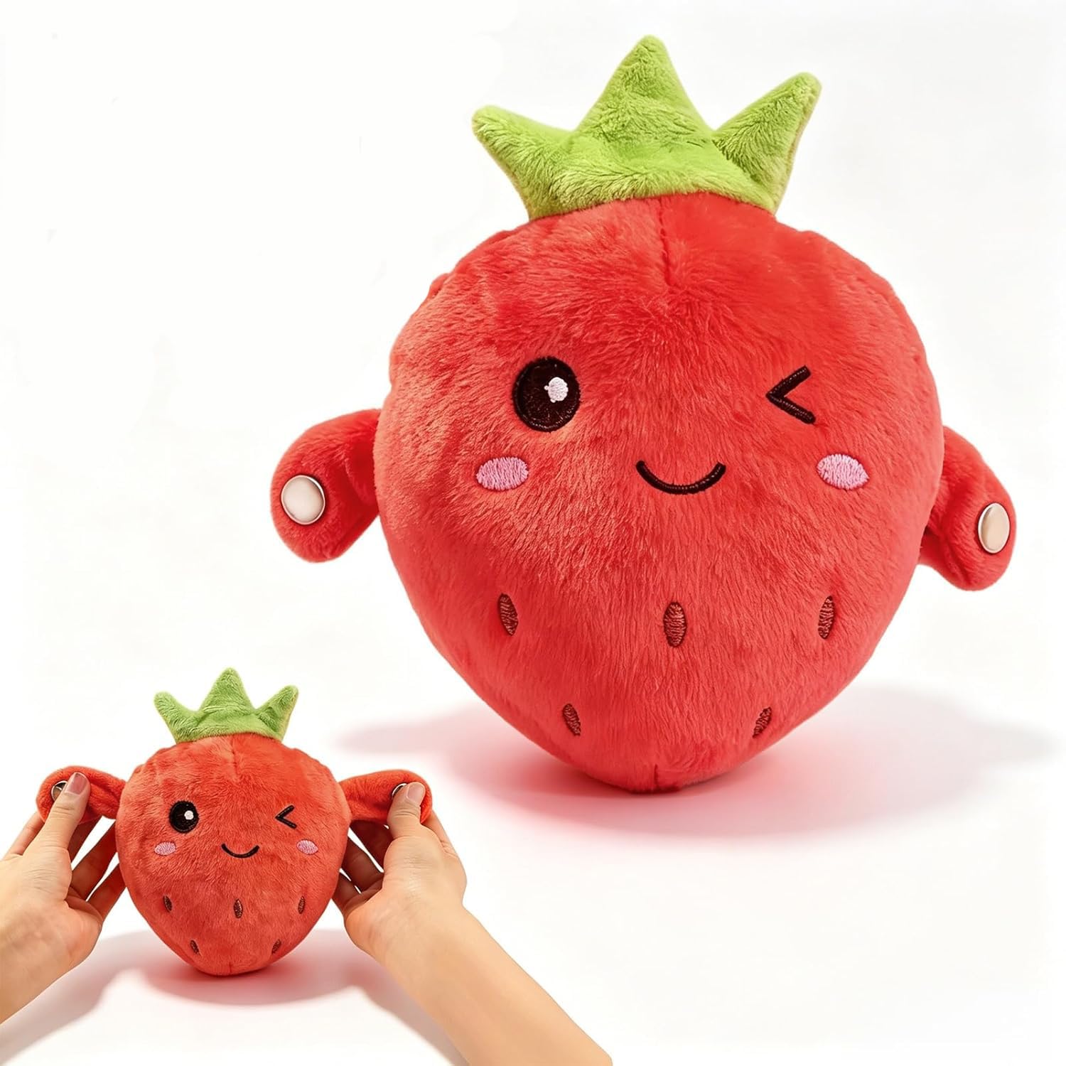 Starnearby Interactive Music Strawberry Plush Toy, Magic Human Body Induction Stuffed Fruit Toy, Skin Touch Sensitive Rhythm Plush, Funny Musical Sensory Toy for Baby Kids Adults Autism