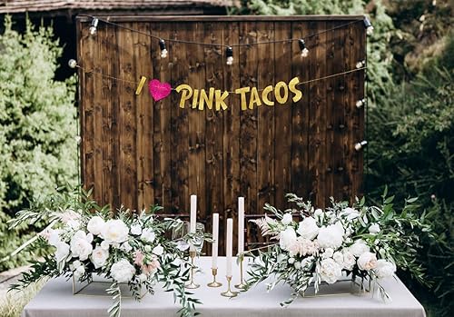 Miniatura 2 de Cartel con purpurina dorada y rosa con texto en inglés "I Love Tacos rosados", decoraciones para despedida de soltera lesbiana, fiesta de cumpleaños