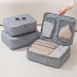 Organizadores leves de viagem para malas, organizadores de bagagem de viagem leves, bolsa de sapatos de armazenamento de compressão, bolsa de roupas íntimas, conjunto de cubos de viagem para homens e