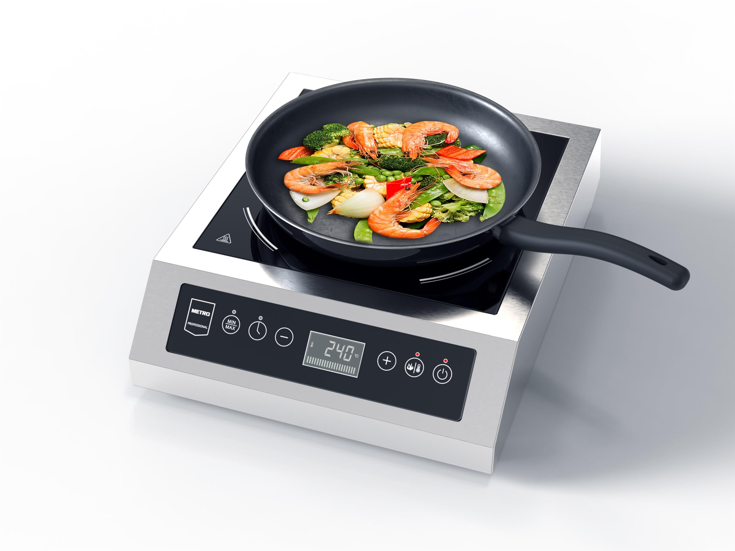 METRO Professional GIC3135 Plaque à Induction, 34x44x12cm, Dia. 28 cm, 3500W, Protection 10 Niveaux de Cuisson