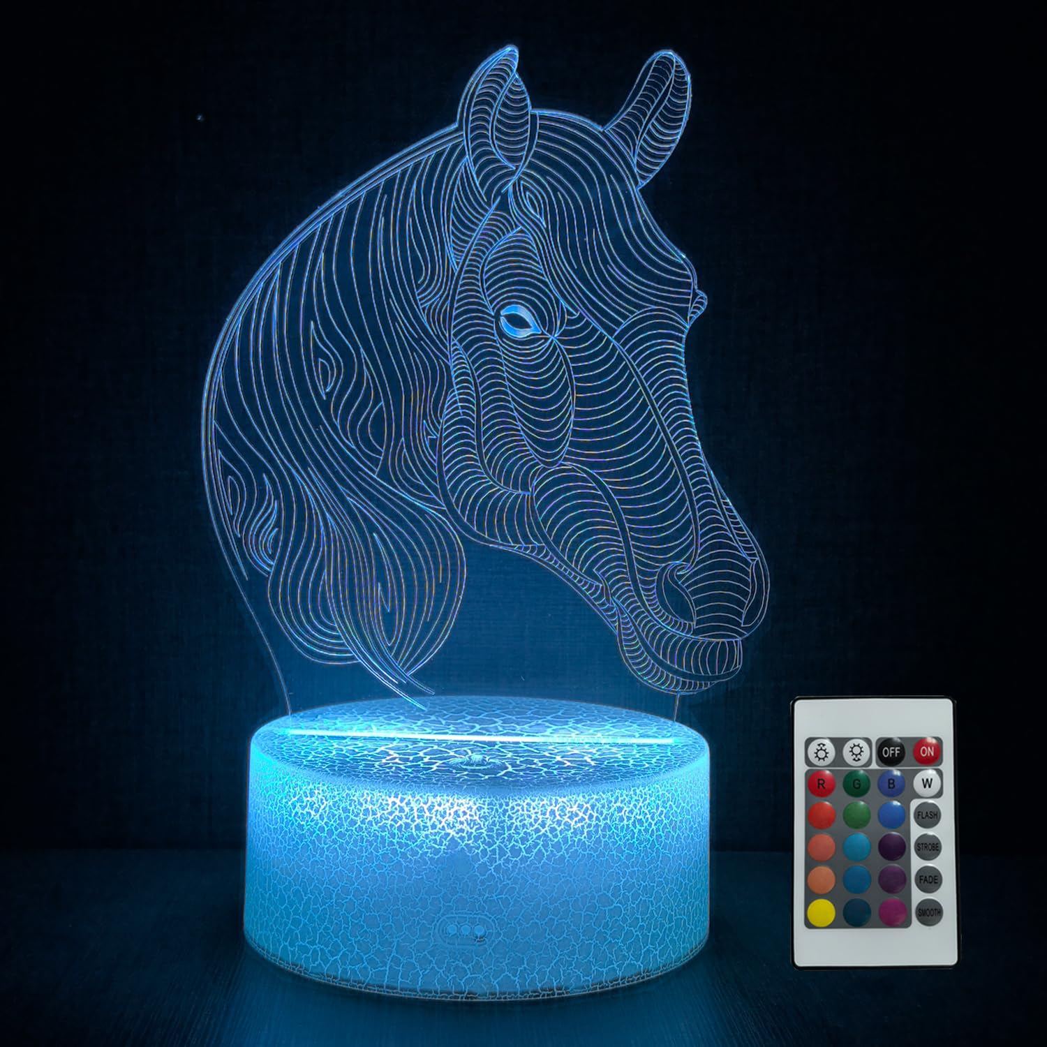 Horse Night Light Horse Gifts Illusion Table Lamp with 16 Colors Control Touch Lamp LED USB Night Light