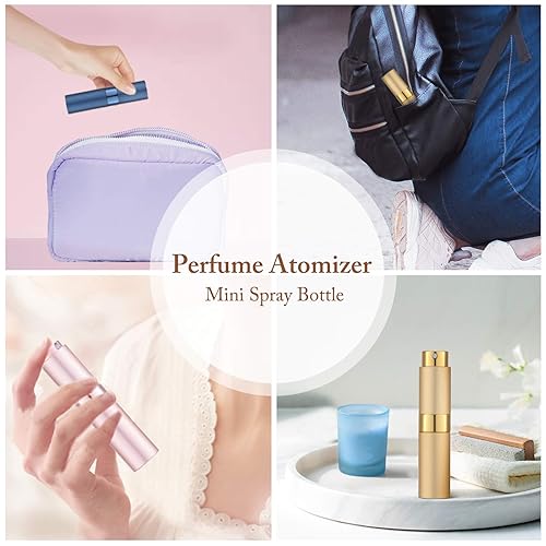 Miniatura 4 de Tekson Atomizador de perfume de viaje de 0.3 fl oz, recargable, mini botella de spray de colonia vacía, pequeño rociador portátil para después del