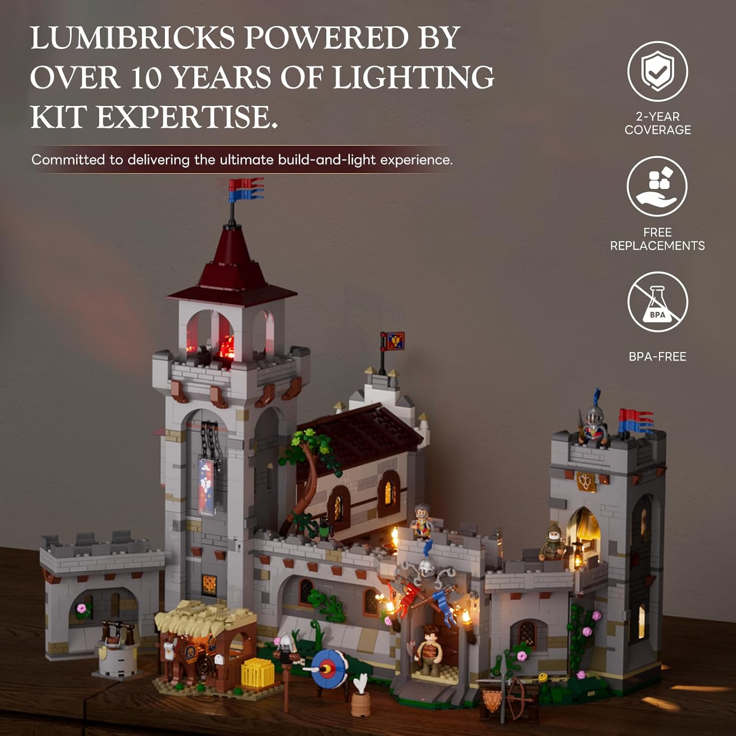 Medieval Guard Post Lighting Building Bricks Set - Middle Ages Castle Modular Collection Display Kit with Minifigures 2945 Pcs for Adults & Teens - Image 6