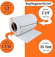 Vista 2 de Rollo de papel de recibo para máquina de tarjetas de crédito con terminal cuadrado de 2 1/4 x 55 (10 rollos - grosor de papel de 1.69 oz/m²)