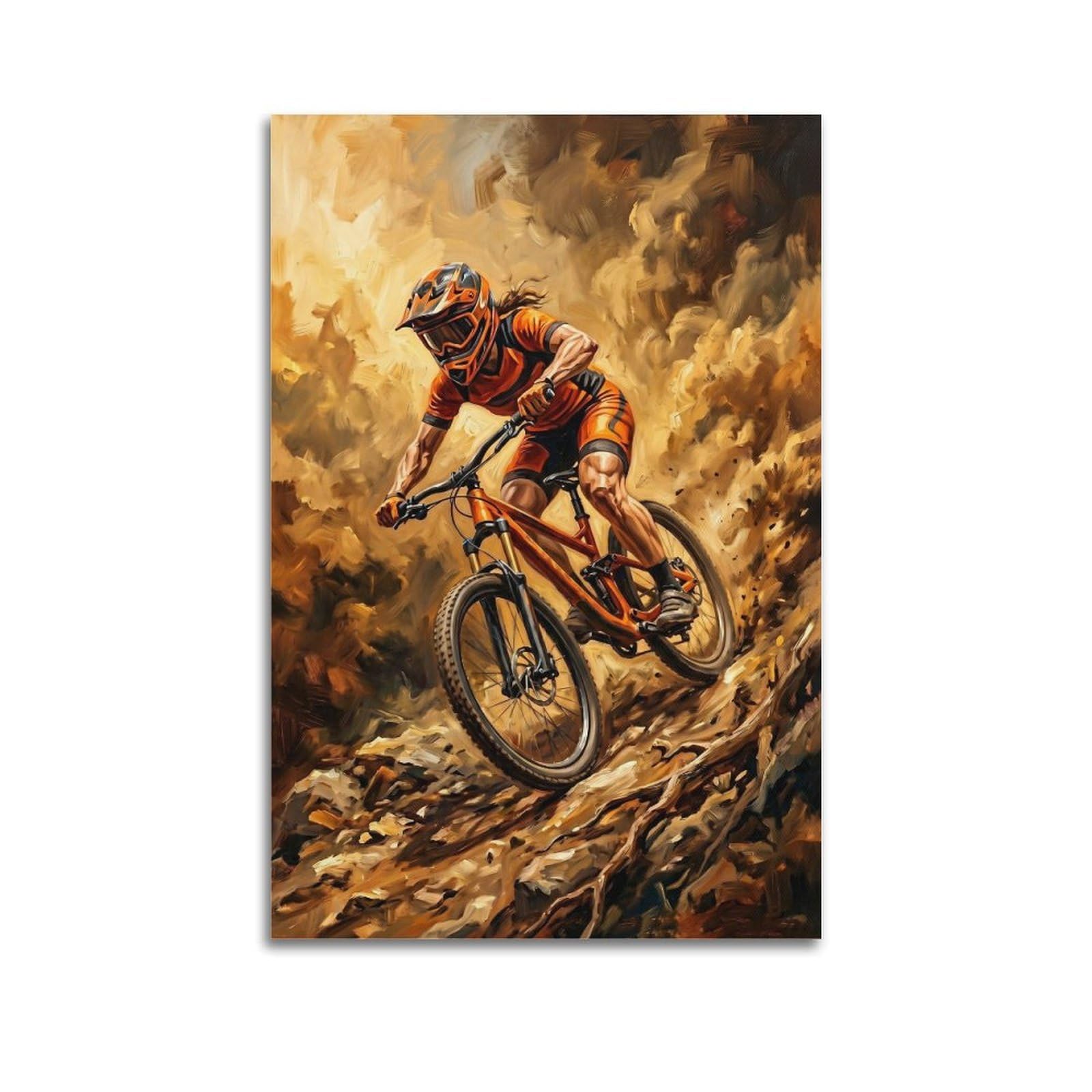 OLYHTR Modern Abstract Sport Mountain Downhill Biker Poster Modern Decorative Canvas Prints - Ideal Wall Art for Family, Man Cave, Game Room, Boys & Girls Bedroom 24x36inch(60x90cm)