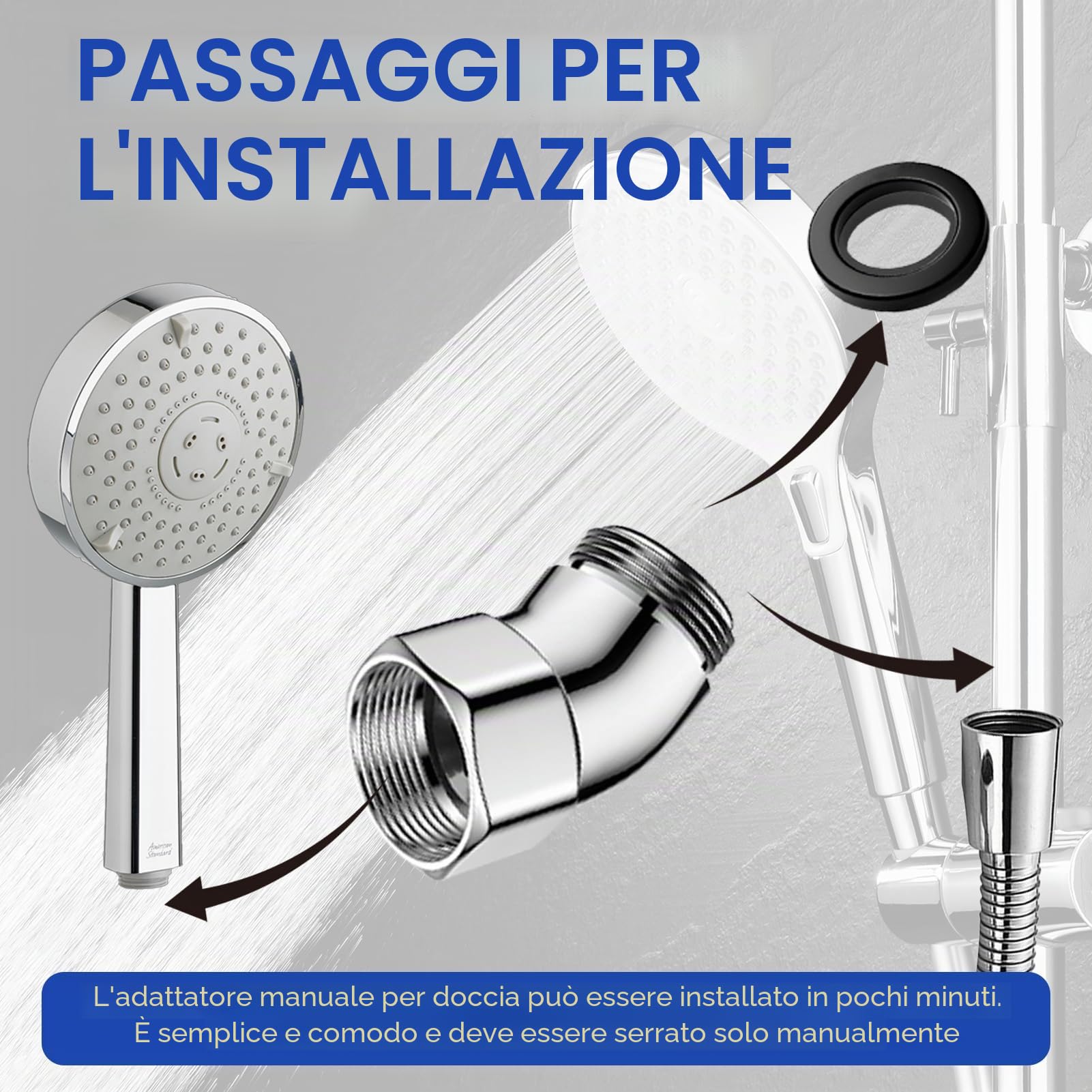 Adattatore Doccia 135° Connettore Angolare per Soffione in Rame con Guarnizione