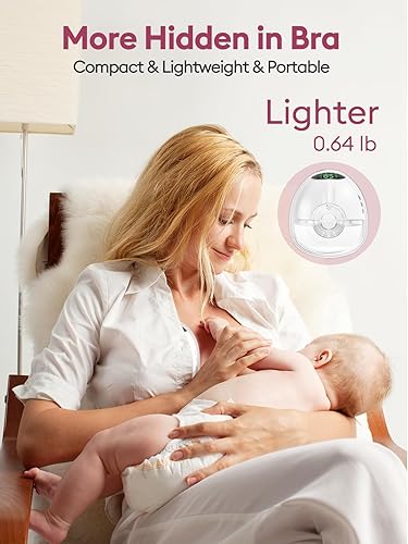 Miniatura 4 de Lulia Extractor de leche manos libres, bomba de lactancia materna portátil con 4 modos y 9 niveles, succión fuerte, sin dolor, antireflujo, libre de