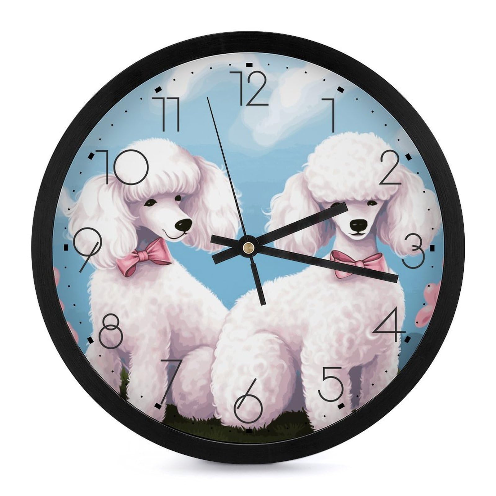 Horloge murale décorative ronde noire silencieuse de 25,4 cm