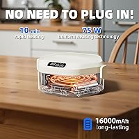 Vista 2 de Lonchera eléctrica inalámbrica, lonchera calentada a batería, calentador de alimentos autocalentable recargable de 16000 mAh con función