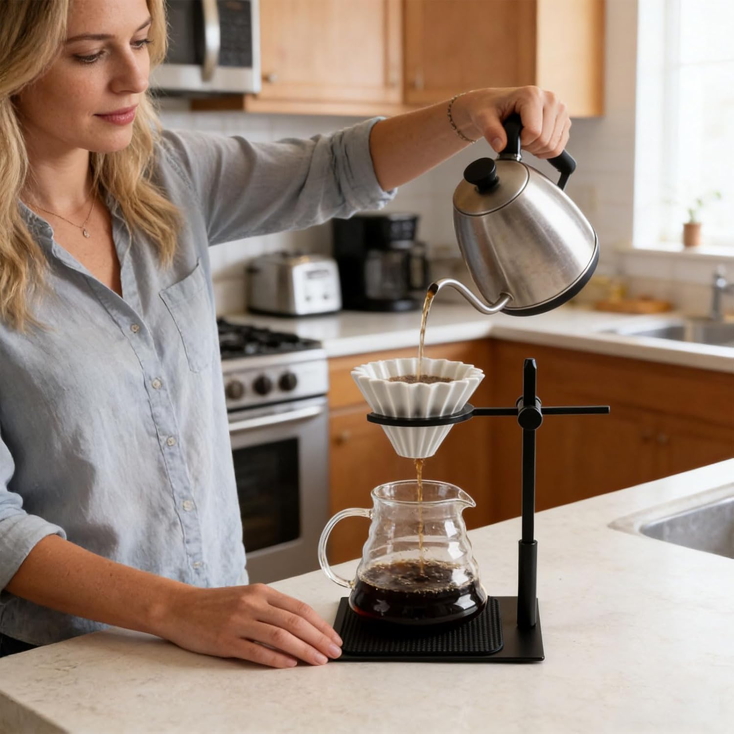 Compact Individualized Coffee Brewer Stand Multiple Compatibility for Numerous Travel Espresso Machines Encourages Even Extraction and Rich Flavor Every Time Slip Silicone Base Coffee Stand