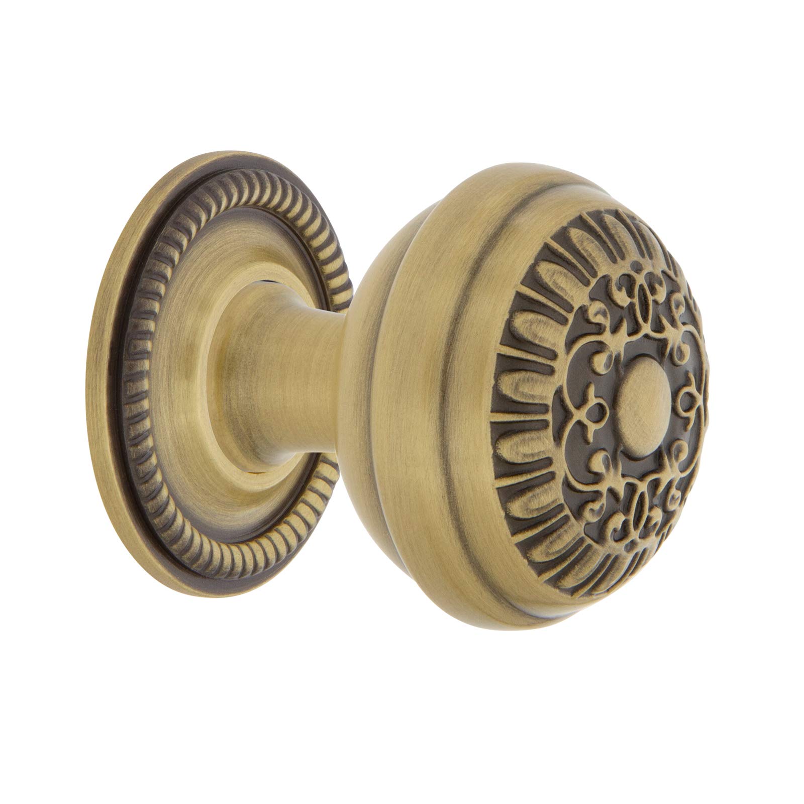 Nostalgic Antique Brass Warehouse Egg And Dart Brass 1 3/8" Cabinet Knob With Rope Rose In