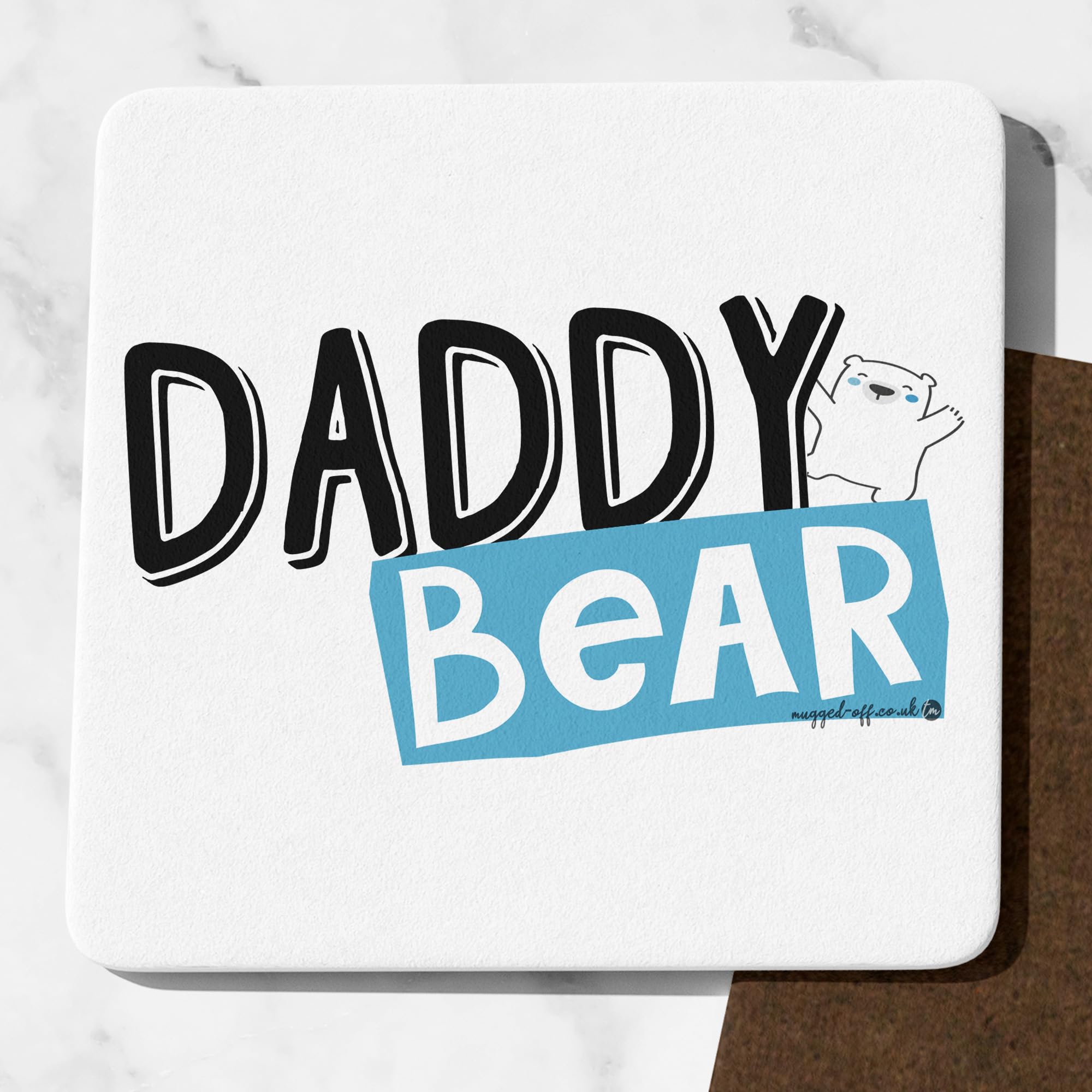 Mugged Off Dad Daddy Birthday Gifts Cute Wood Drink Coaster For Dad Birthday, Father's Day